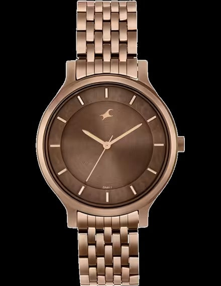 Fastrack Crush Quartz Analog Brown Dial Stainless Steel Strap Watch for Women