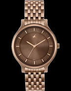 Fastrack Crush Quartz Analog Brown Dial Stainless Steel Strap Watch for Women