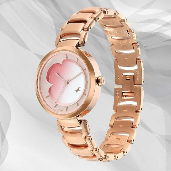 Fastrack Uptown Retreat Quartz Analog Pink Dial Metal Strap Watch