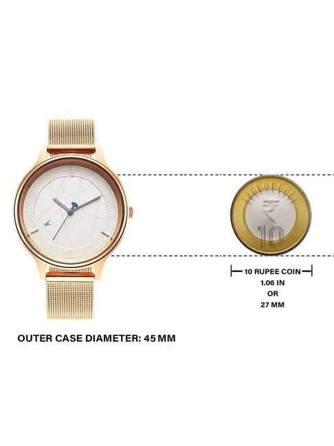 Fastrack Thor Quartz Analog White Dial Rose Gold Stainless Steel Strap Analog Watch for Women