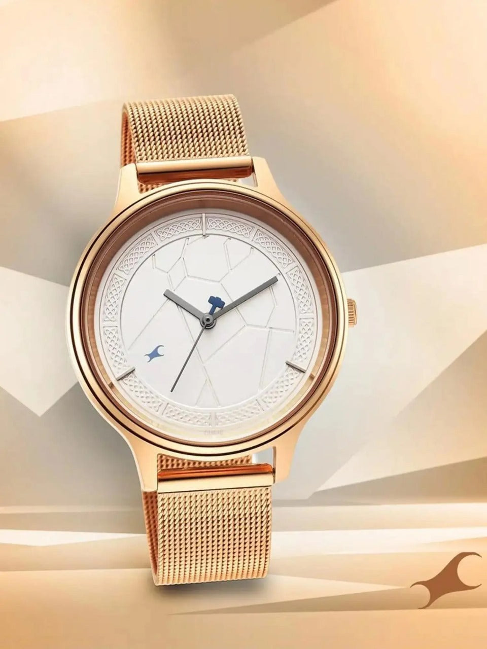 Fastrack Thor Quartz Analog White Dial Rose Gold Stainless Steel Strap Analog Watch for Women