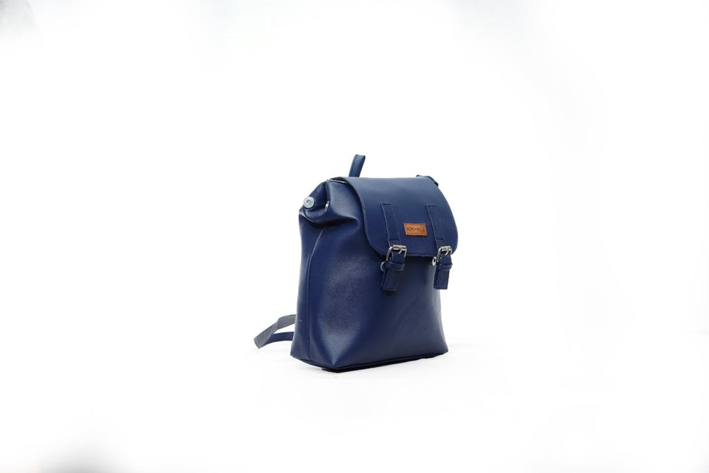 North Pole| Blue faux leather flap-top backpack,Laptop backpack, Durable backpack, Lightweight backpack, Multi-compartment backpack, Unisex backpack