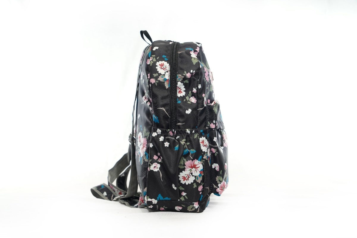 North Pole| Black floral backpack,School backpack, College backpack, Travel backpack, Laptop backpack, Colorful backpack, Multi-compartment backpack