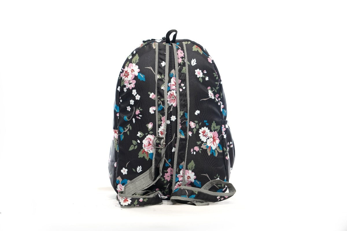 North Pole| Black floral backpack,School backpack, College backpack, Travel backpack, Laptop backpack, Colorful backpack, Multi-compartment backpack