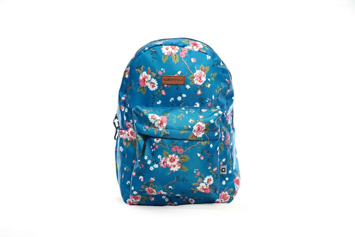 North Pole| Chumbak Blue Bloom Laptop Backpack,Casual backpack, School backpack, College backpack, Travel backpack, Durable backpack, Lightweight backpack, Multi-compartment backpack