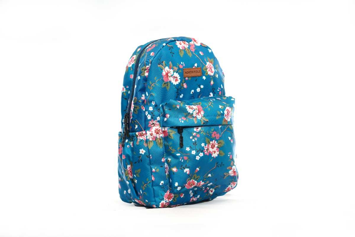 North Pole| Chumbak Blue Bloom Laptop Backpack,Casual backpack, School backpack, College backpack, Travel backpack, Durable backpack, Lightweight backpack, Multi-compartment backpack