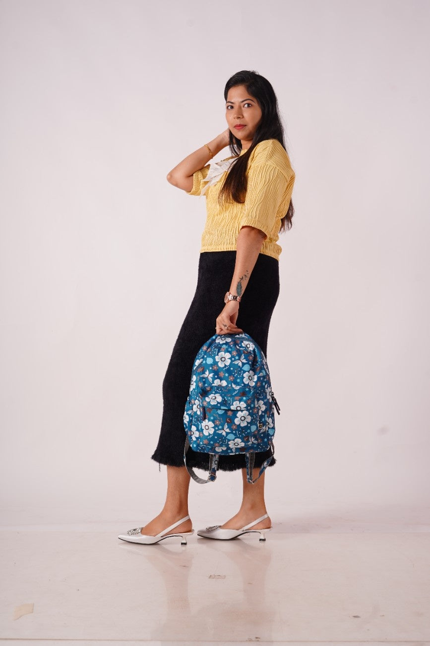 North Pole| Laptop backpack in a blue floral print,Trendy backpack, Casual backpack, School backpack, College backpack, Travel backpack, Laptop backpack, Durable backpack