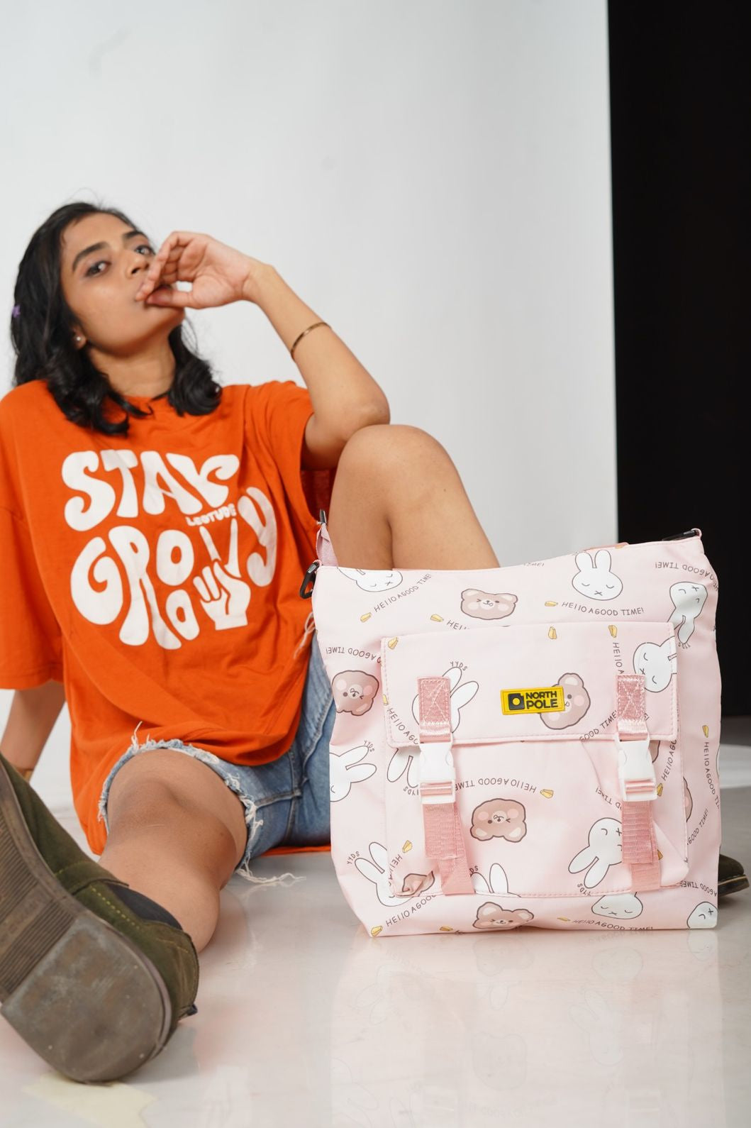 North Pole|  Pink shoulder bag is NORTH POLE,School bag, College bag, Travel bag, Laptop bag, Durable bag, Lightweight bag, Multi-compartment bag