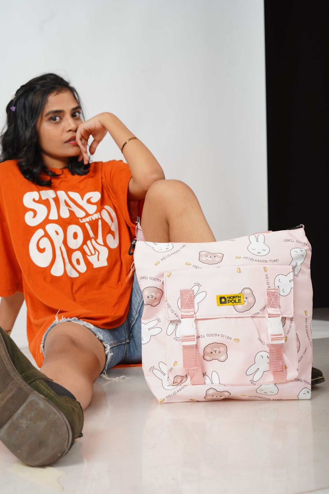 North Pole|  Pink shoulder bag is NORTH POLE,School bag, College bag, Travel bag, Laptop bag, Durable bag, Lightweight bag, Multi-compartment bag