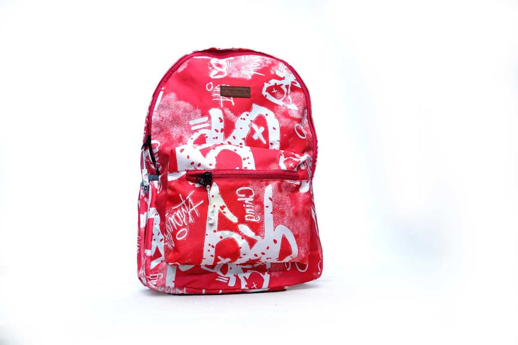 Backpack - Red and white graphic print backpack |Graphic print backpack red white | Stylish graphic backpack | Printed backpack for men and women | Trendy red white backpack