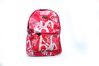 Backpack - Red and white graphic print backpack |Graphic print backpack red white | Stylish graphic backpack | Printed backpack for men and women | Trendy red white backpack