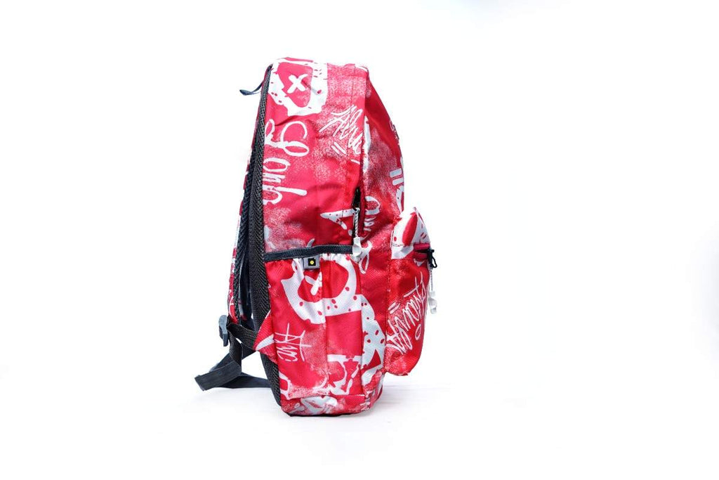 Backpack - Red and white graphic print backpack |Graphic print backpack red white | Stylish graphic backpack | Printed backpack for men and women | Trendy red white backpack