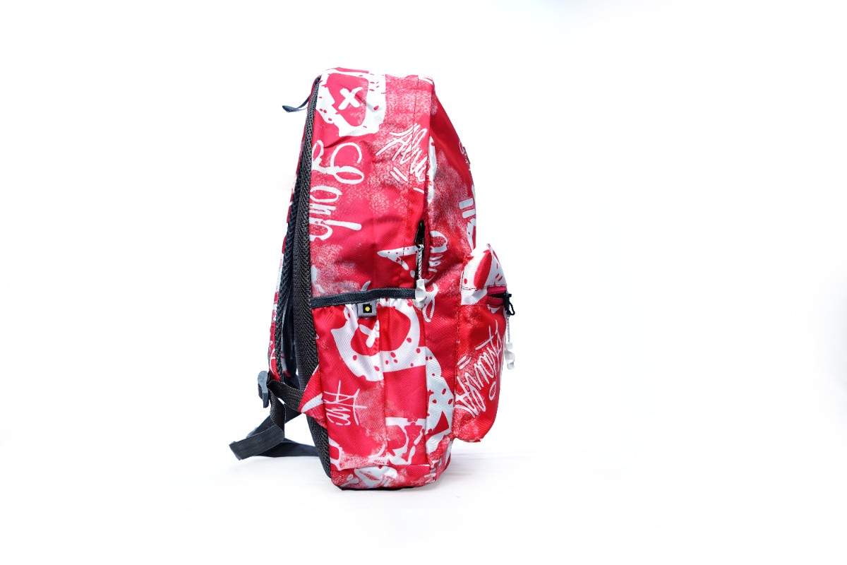 Backpack - Red and white graphic print backpack |Graphic print backpack red white | Stylish graphic backpack | Printed backpack for men and women | Trendy red white backpack