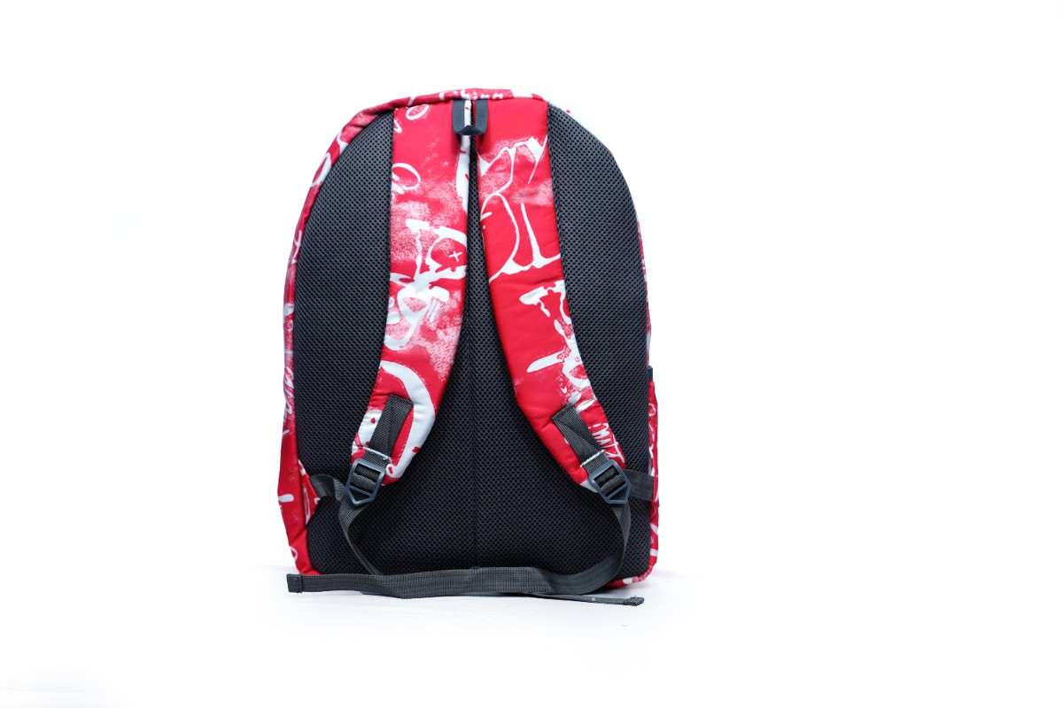 Backpack - Red and white graphic print backpack |Graphic print backpack red white | Stylish graphic backpack | Printed backpack for men and women | Trendy red white backpack
