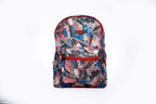 Backpack - Patterned fabric backpack with red trim |School backpack with red trim | College backpack patterned design | Office casual fabric backpack | Travel daypack with printed fabric