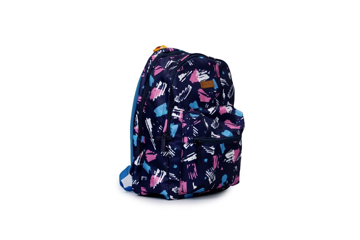 Backpack - Navy blue backpack with a pink, white, and light blue |Trendy school backpack | College backpack for girls | Casual everyday backpack | Fashion backpack for women | Lightweight backpack | Durable backpack