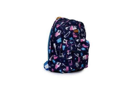 Backpack - Navy blue backpack with a pink, white, and light blue |Trendy school backpack | College backpack for girls | Casual everyday backpack | Fashion backpack for women | Lightweight backpack | Durable backpack