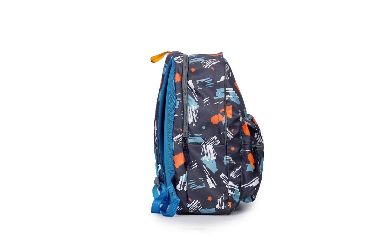Backpack - Stylish backpack  brushstroke pattern in grey, orange, and blue colors | Stylish brushstroke backpack | Grey orange blue backpack | Abstract pattern backpack | Designer print backpack | Multicolor brushstroke backpack