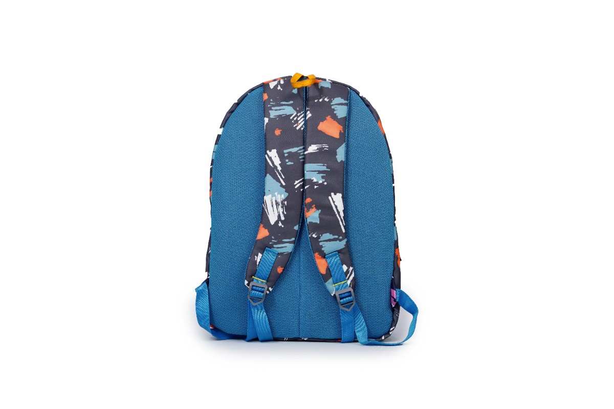 Backpack - Stylish backpack  brushstroke pattern in grey, orange, and blue colors | Stylish brushstroke backpack | Grey orange blue backpack | Abstract pattern backpack | Designer print backpack | Multicolor brushstroke backpack