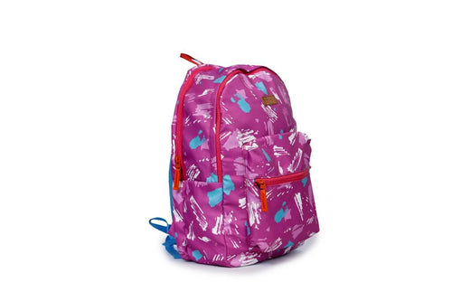 Backpack - Magenta and white patterned backpack | Girls fashion backpack magenta | Casual printed backpack for women | Trendy school backpack magenta | College backpack with pattern | Lightweight daily use backpack