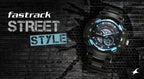 Fastrack StreetStyle Quartz Digital Black and Blue Dial Black PU Strap Unisex Watch