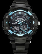 Fastrack StreetStyle Quartz Digital Black and Blue Dial Black PU Strap Unisex Watch