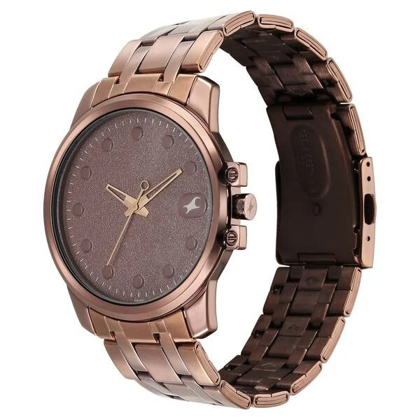Fastrack Pulse Quartz Analog Brown Dial Watch for Men with Brown Stainless Steel Strap