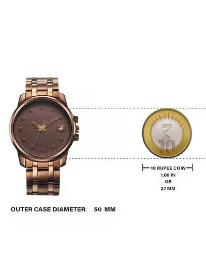 Fastrack Pulse Quartz Analog Brown Dial Watch for Men with Brown Stainless Steel Strap