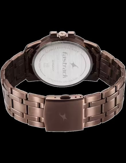 Fastrack Pulse Quartz Analog Brown Dial Watch for Men with Brown Stainless Steel Strap