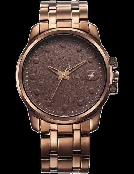 Fastrack Pulse Quartz Analog Brown Dial Watch for Men with Brown Stainless Steel Strap