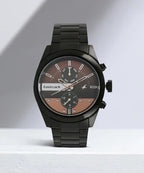 Fastrack All Nighters Quartz Multifunction Brown Dial Metal Strap Watch for Guys