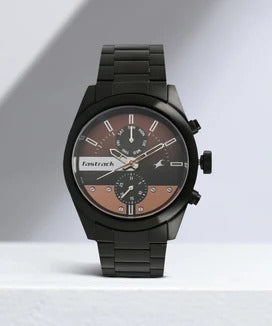 Fastrack All Nighters Quartz Multifunction Brown Dial Metal Strap Watch for Guys