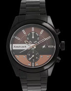Fastrack All Nighters Quartz Multifunction Brown Dial Metal Strap Watch for Guys