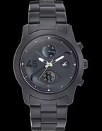 Fastrack Go Skate Multifunction Black Dial Black Stainless Steel Strap Analog Watch for Men