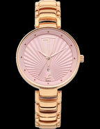 Fastrack Ruffles Quartz Analog with Date Pink Dial Stainless Steel Strap Watch for Girls.