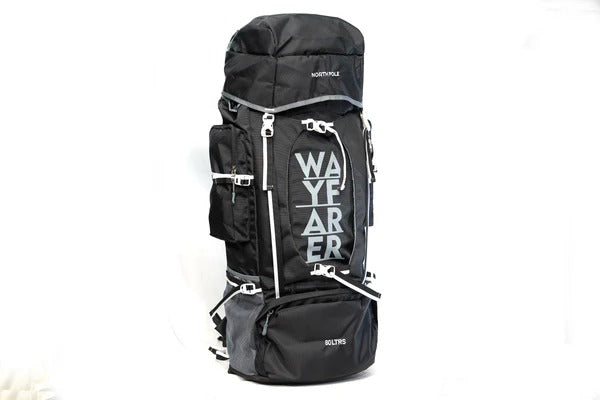 North Pole| WAYFARER 80L RUCKSACK - ( BLACK ) Adventure trekking rucksack | Camping backpack 80 litre  | Travel rucksack for men  |Travel rucksack for women  |Black trekking bag | Long trip backpack Mountaineering rucksack