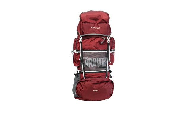 North Pole| ENROUTE 80L RUCKSACK- (Meroon) | Adjustable Strap Rucksack|  Heavy-duty Travel Bag | Outdoor Adventure Rucksack | Extra Large Travel Backpack | Enroute Hiking Rucksack