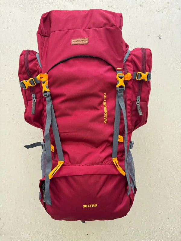 North Pole| WANDERLUST 90 RUCKSACK-Meroon | Travel gear rucksack | Trekking & hiking rucksack | Backpacking luggage | Expedition backpack  Adventure travel pack