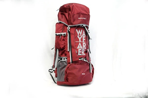North Pole| WAYFARER 80L RUCKSACK (Meroon) - travel gear | adventure travel | long trip backpack|  backpacking gear | men and women backpack | unisex travel bag | expedition pack