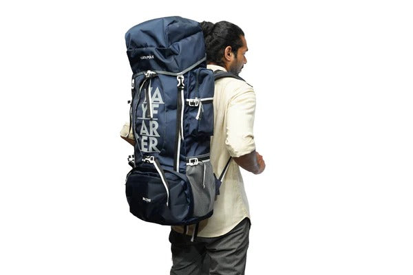 North Pole| WAYFARER 80L RUCKSACK ( NAVY BLUE ) -Comfortable Trekking Pack | Breathable Back Support | Durable Outdoor Backpack | Heavy-Duty Travel Bag | Long Trip Bag | Weekend Trip Rucksack