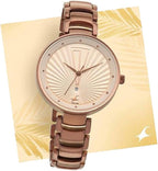 Fastrack Ruffles Quartz Analog with Date Beige Dial Stainless Steel Strap Watch