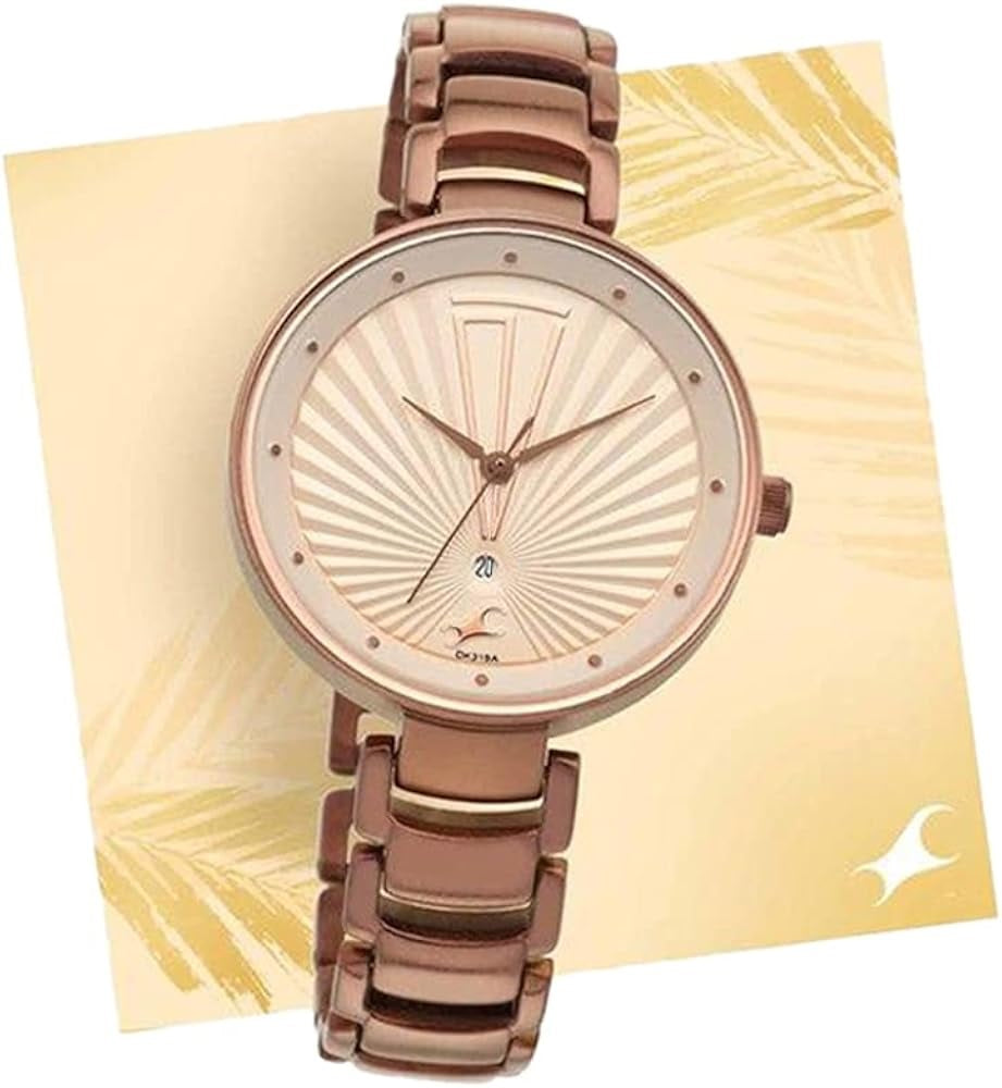Fastrack Ruffles Quartz Analog with Date Beige Dial Stainless Steel Strap Watch