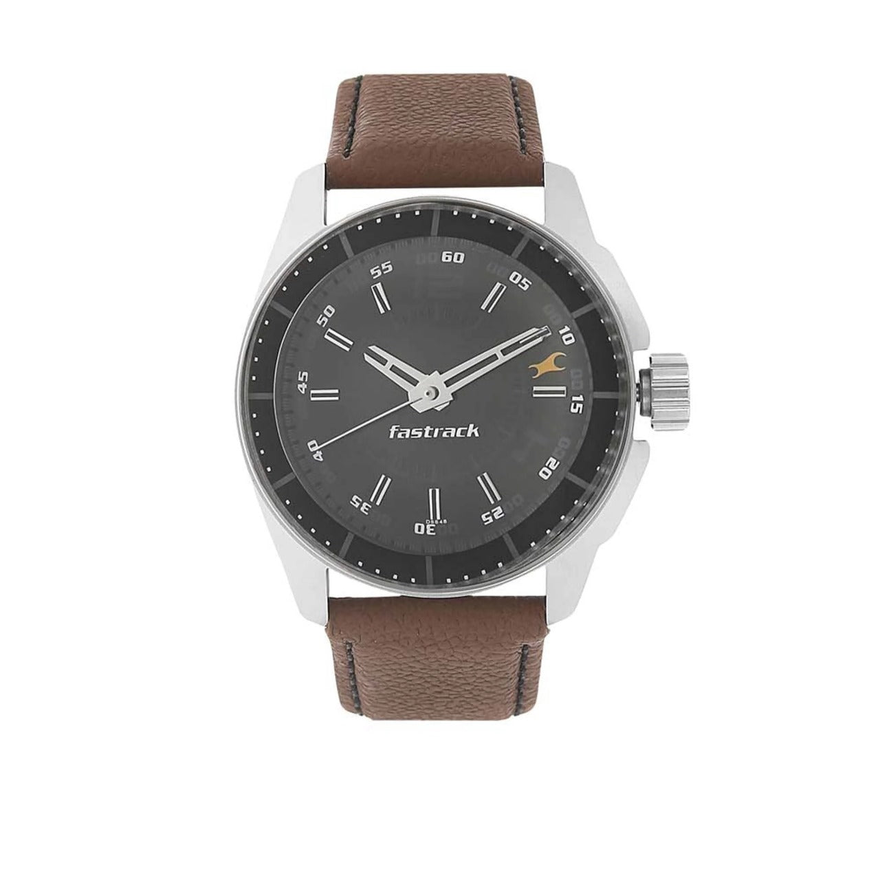 Fastrack Analog Leather-Strap Wristwatch