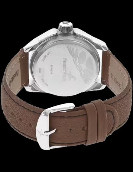 Fastrack Analog Leather-Strap Wristwatch