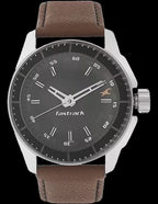 Fastrack Analog Leather-Strap Wristwatch