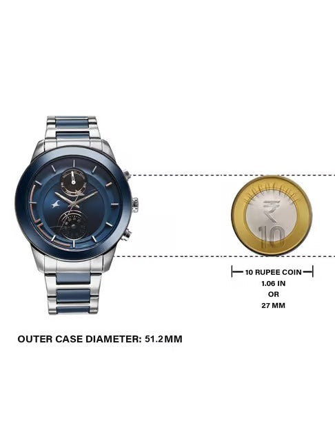 Fastrack Blue Dial Stainless-Steel Strap Analog Watch