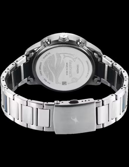 Fastrack Blue Dial Stainless-Steel Strap Analog Watch