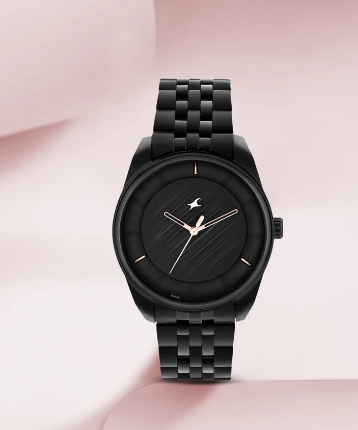 Fastrack All-Black Stainless-Steel Analog Watch