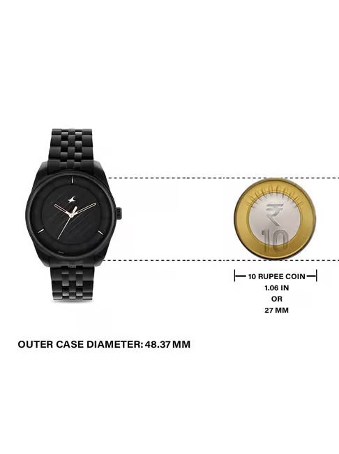 Fastrack All-Black Stainless-Steel Analog Watch