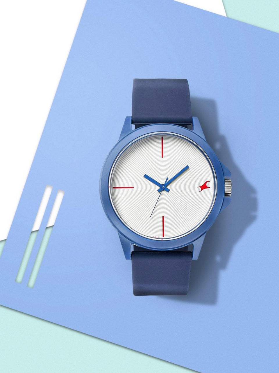 Fastrack Blue Silicone Strap Analog Watch with White Textured Dial